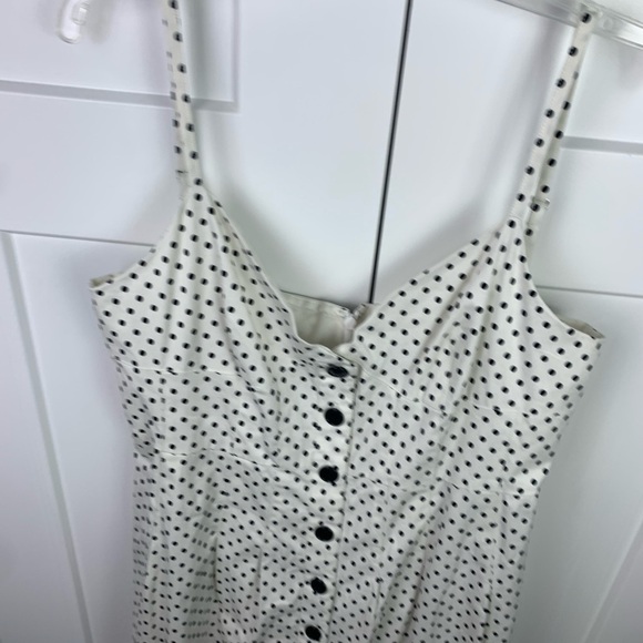 J. Crew 14 Button Front Midi Sun Dress White Black Polka Dot Blake Emily Paris - Picture 7 of 12